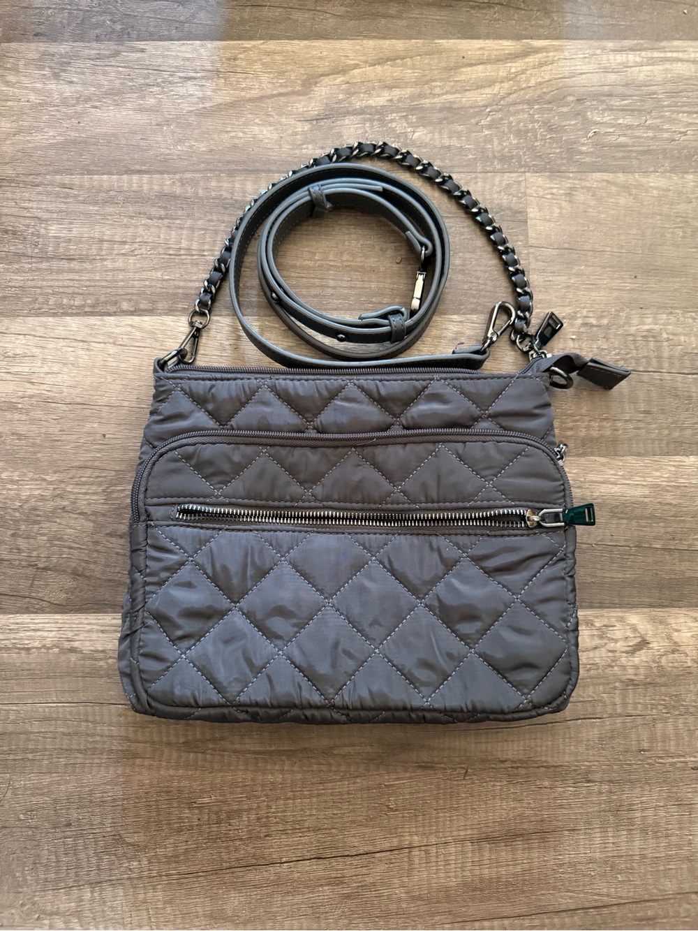 INC International Concepts Quilted Crossbody Bag in Gray